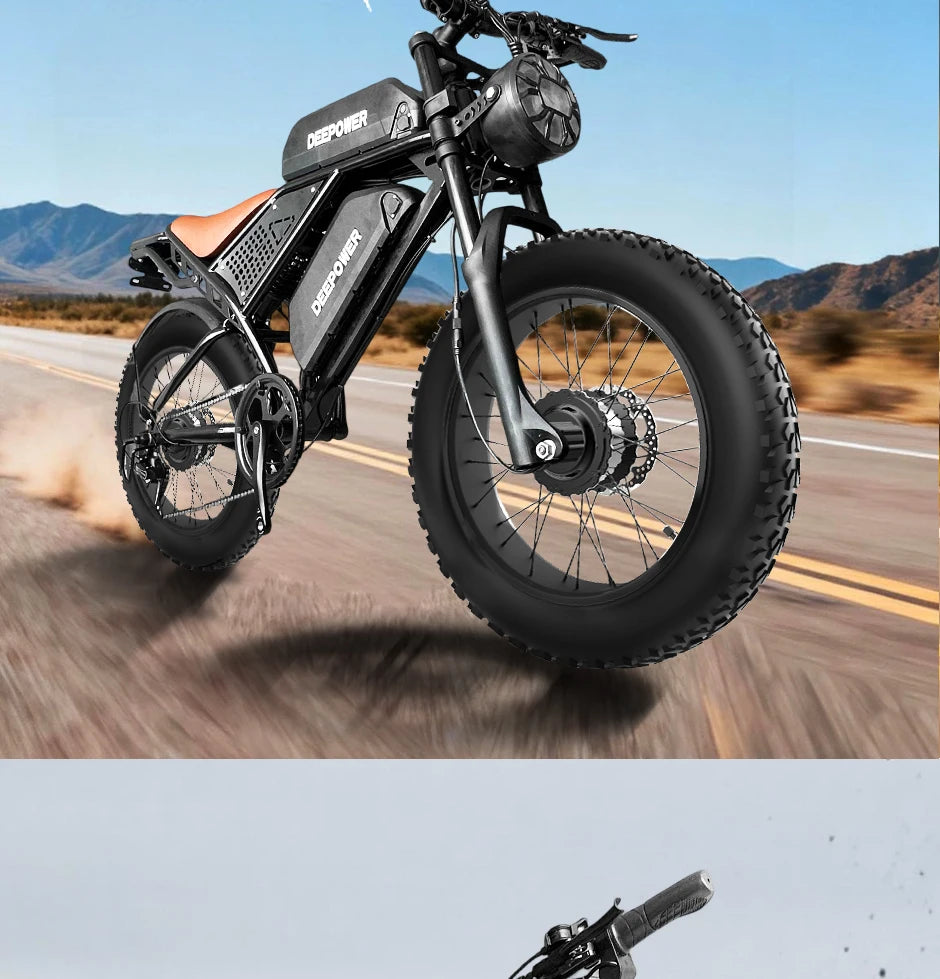DEEPOWER S8 high-end 3500W48V60Ah mountain off-road electric bicycle, suitable for adults to ride in snow and deserts