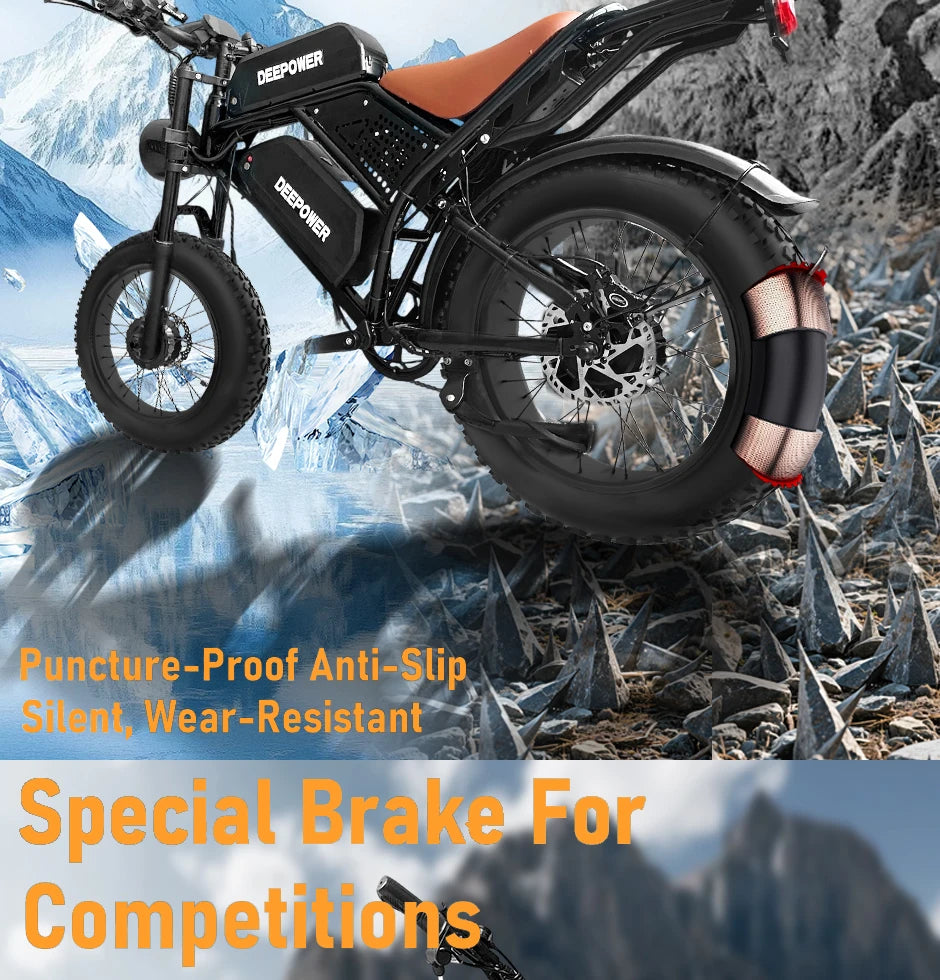 DEEPOWER S8 high-end 3500W48V60Ah mountain off-road electric bicycle, suitable for adults to ride in snow and deserts