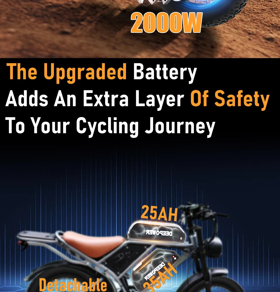 DEEPOWER S8 high-end 3500W48V60Ah mountain off-road electric bicycle, suitable for adults to ride in snow and deserts
