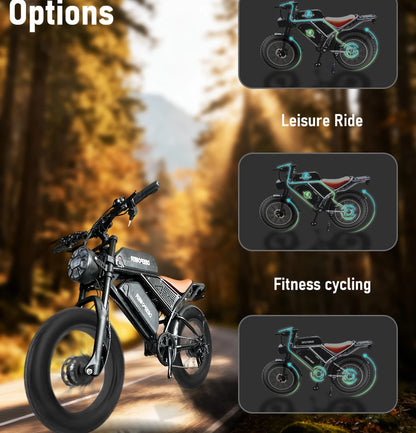 DEEPOWER S8 high-end 3500W48V60Ah mountain off-road electric bicycle, suitable for adults to ride in snow and deserts
