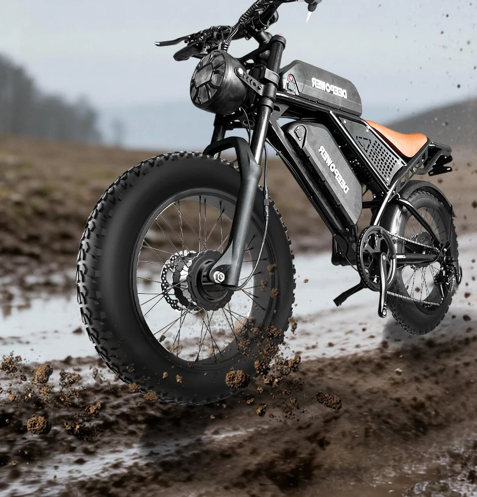 DEEPOWER S8 high-end 3500W48V60Ah mountain off-road electric bicycle, suitable for adults to ride in snow and deserts
