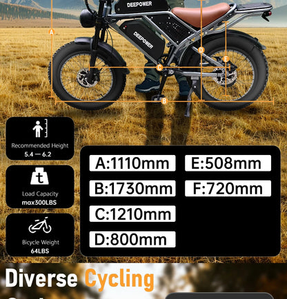 DEEPOWER S8 high-end 3500W48V60Ah mountain off-road electric bicycle, suitable for adults to ride in snow and deserts