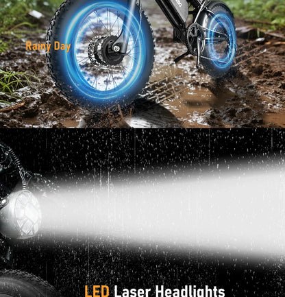 DEEPOWER S8 high-end 3500W48V60Ah mountain off-road electric bicycle, suitable for adults to ride in snow and deserts