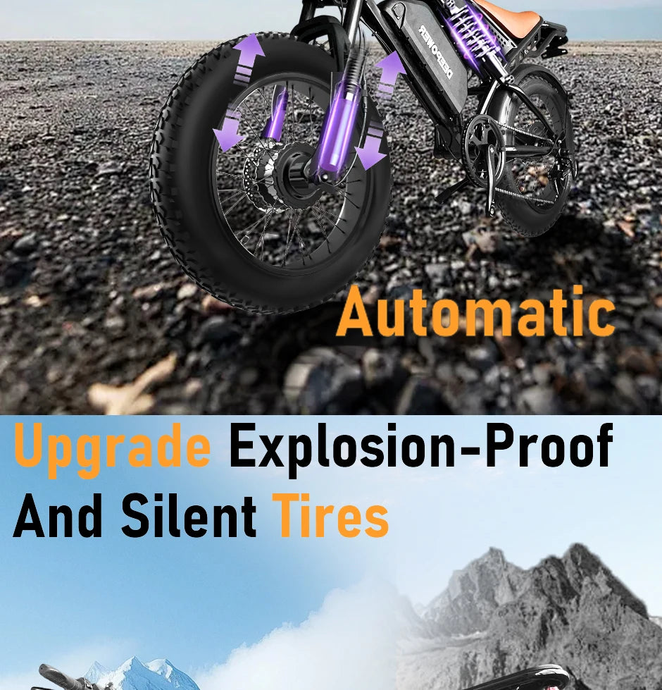 DEEPOWER S8 high-end 3500W48V60Ah mountain off-road electric bicycle, suitable for adults to ride in snow and deserts