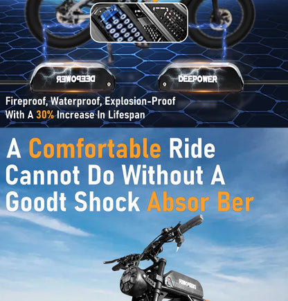 DEEPOWER S8 high-end 3500W48V60Ah mountain off-road electric bicycle, suitable for adults to ride in snow and deserts